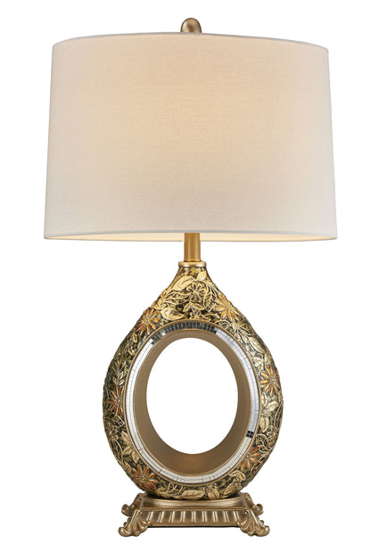 Vintage Silver w/ Gold Flowers Table Lamp