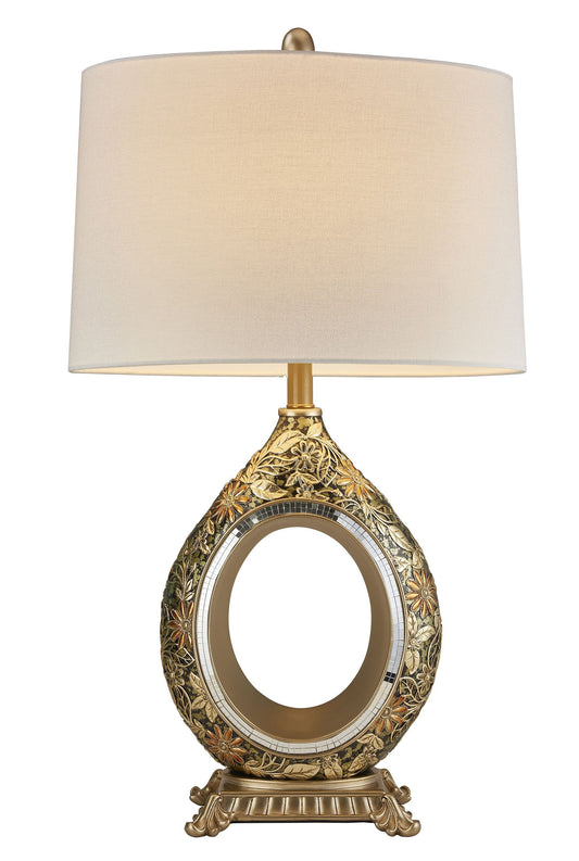 Vintage Silver w/ Gold Flowers Table Lamp