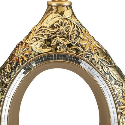 Vintage Silver w/ Gold Flowers Table Lamp