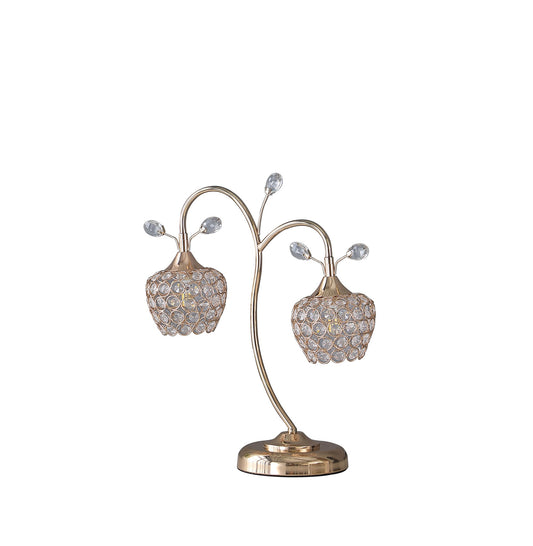 Gold Two Light Bedside Table Lamp w/ Clear Shade