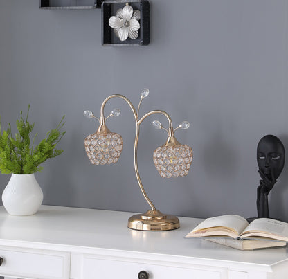Gold Two Light Bedside Table Lamp w/ Clear Shade