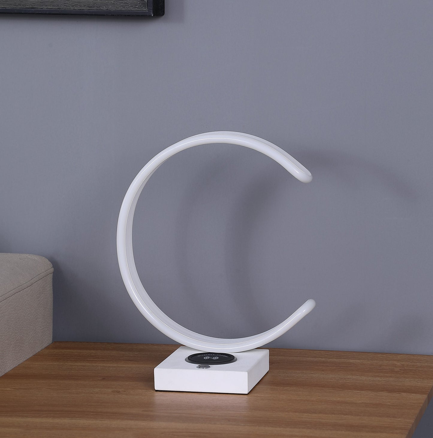 White w/ Wireless Charger Table Lamp