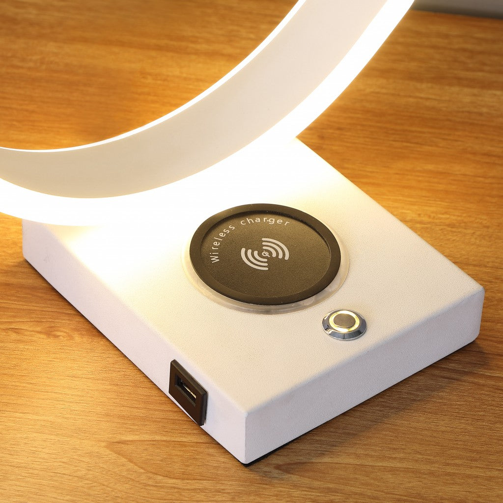 White w/ Wireless Charger Table Lamp
