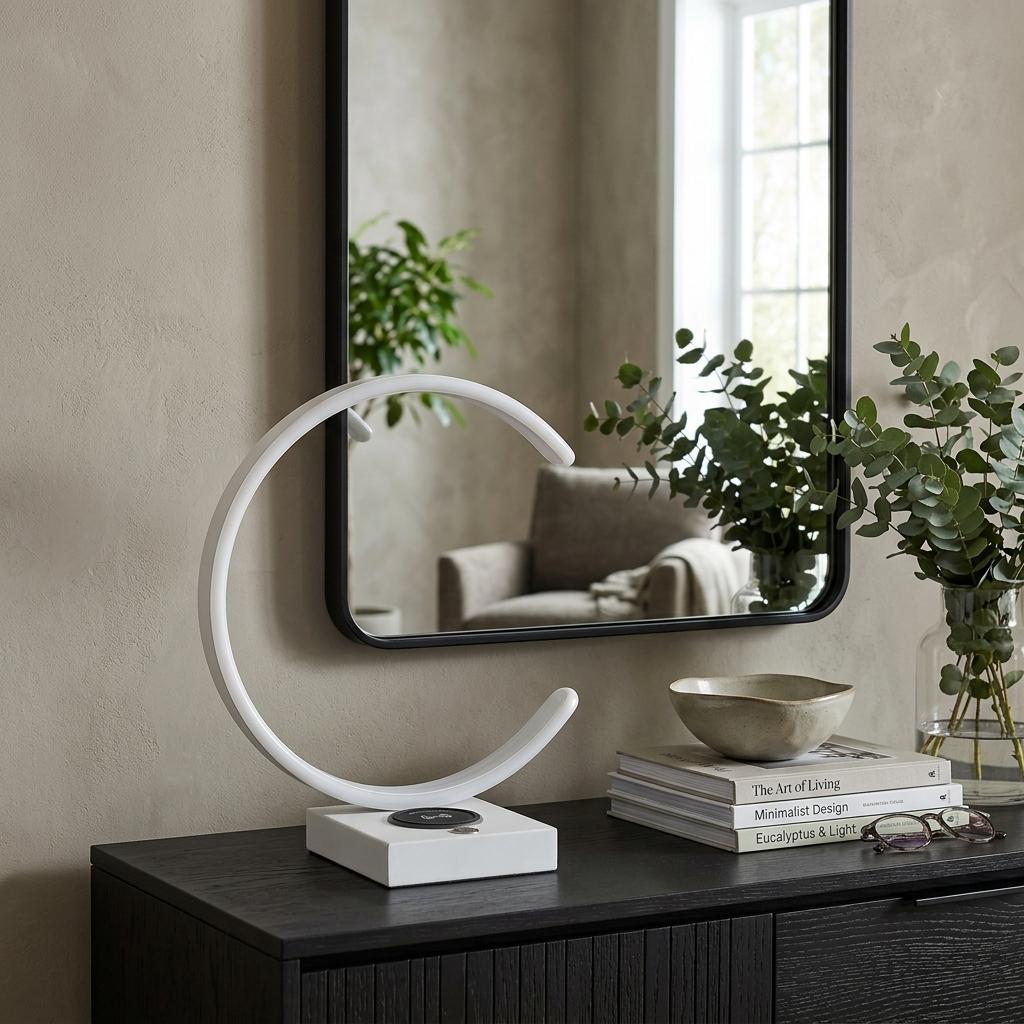 White w/ Wireless Charger Table Lamp