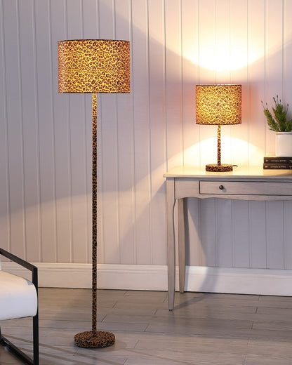 Orange & Black Bedside Table Lamp w/ Orange & Shade