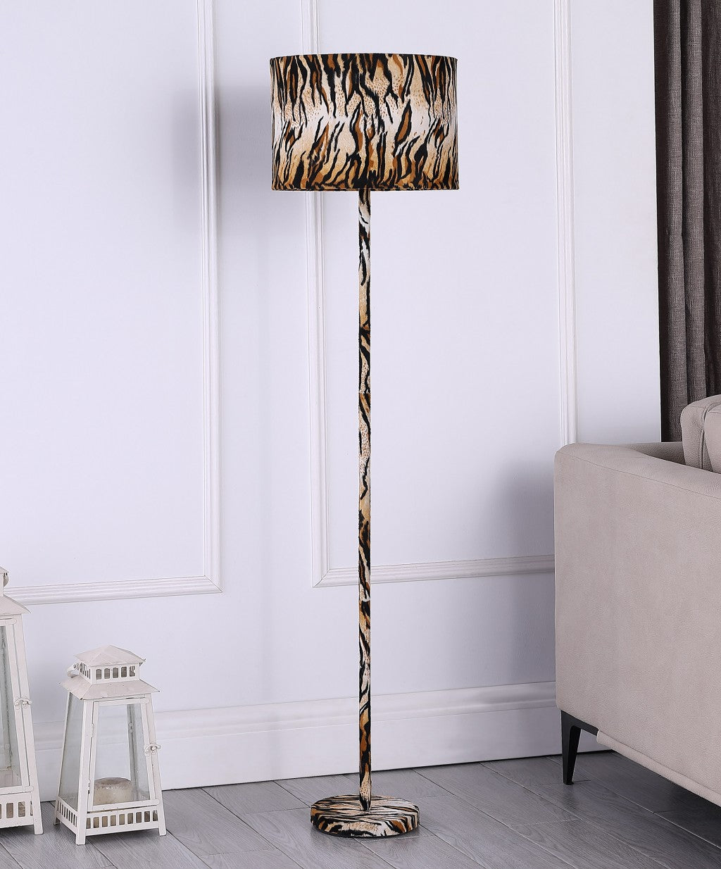 Brown & Black Bedside Table Lamp w/ Brown & Shade