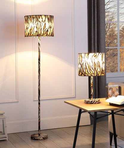 Brown & Black Bedside Table Lamp w/ Brown & Shade