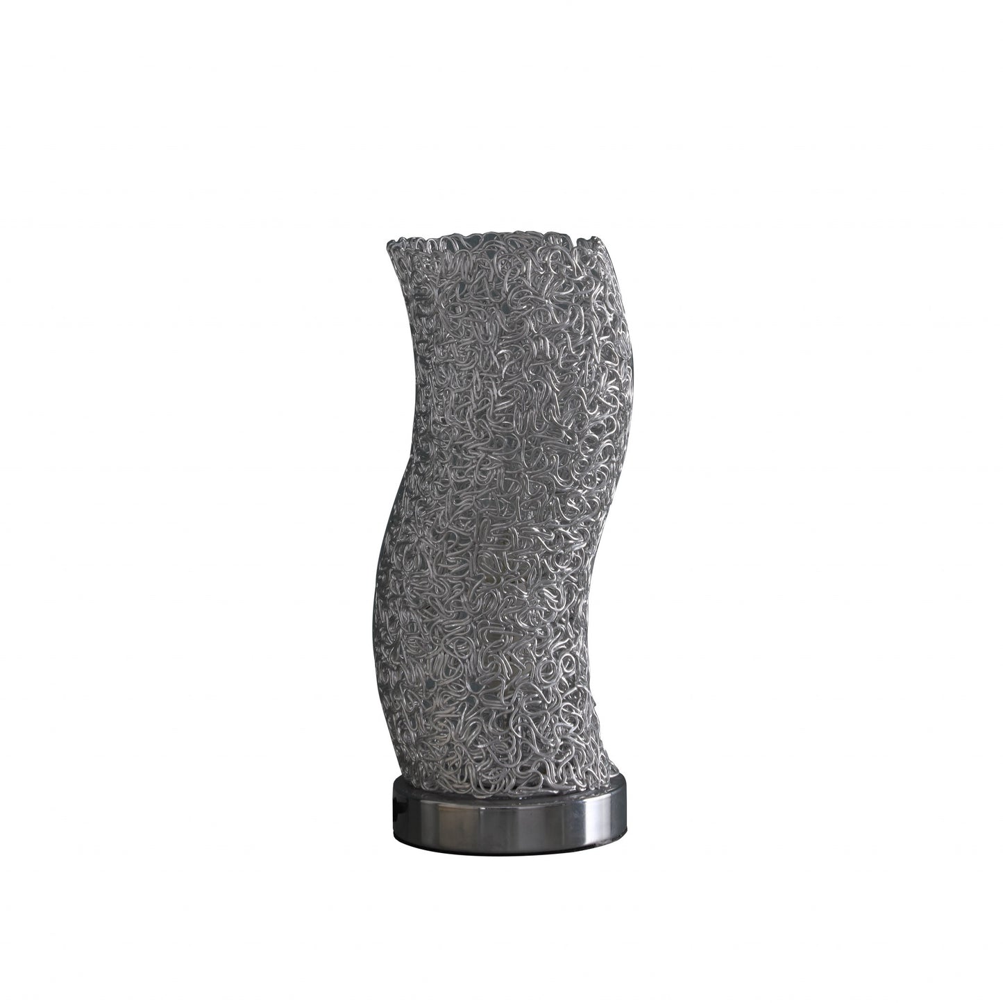 Silver Bedside Table Lamp w/ Silver Swirl Shade