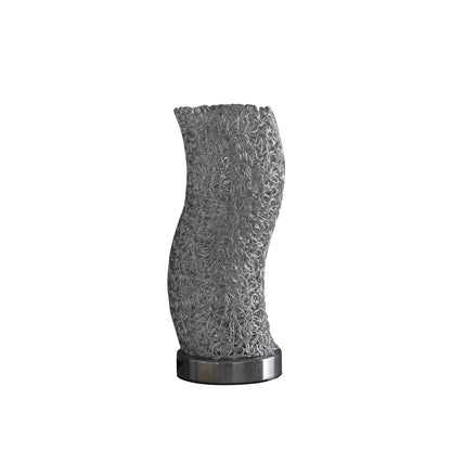 Silver Bedside Table Lamp w/ Silver Swirl Shade