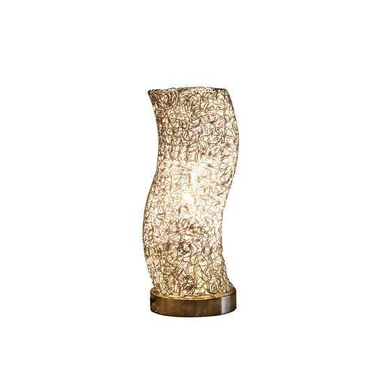 Silver Bedside Table Lamp w/ Silver Swirl Shade