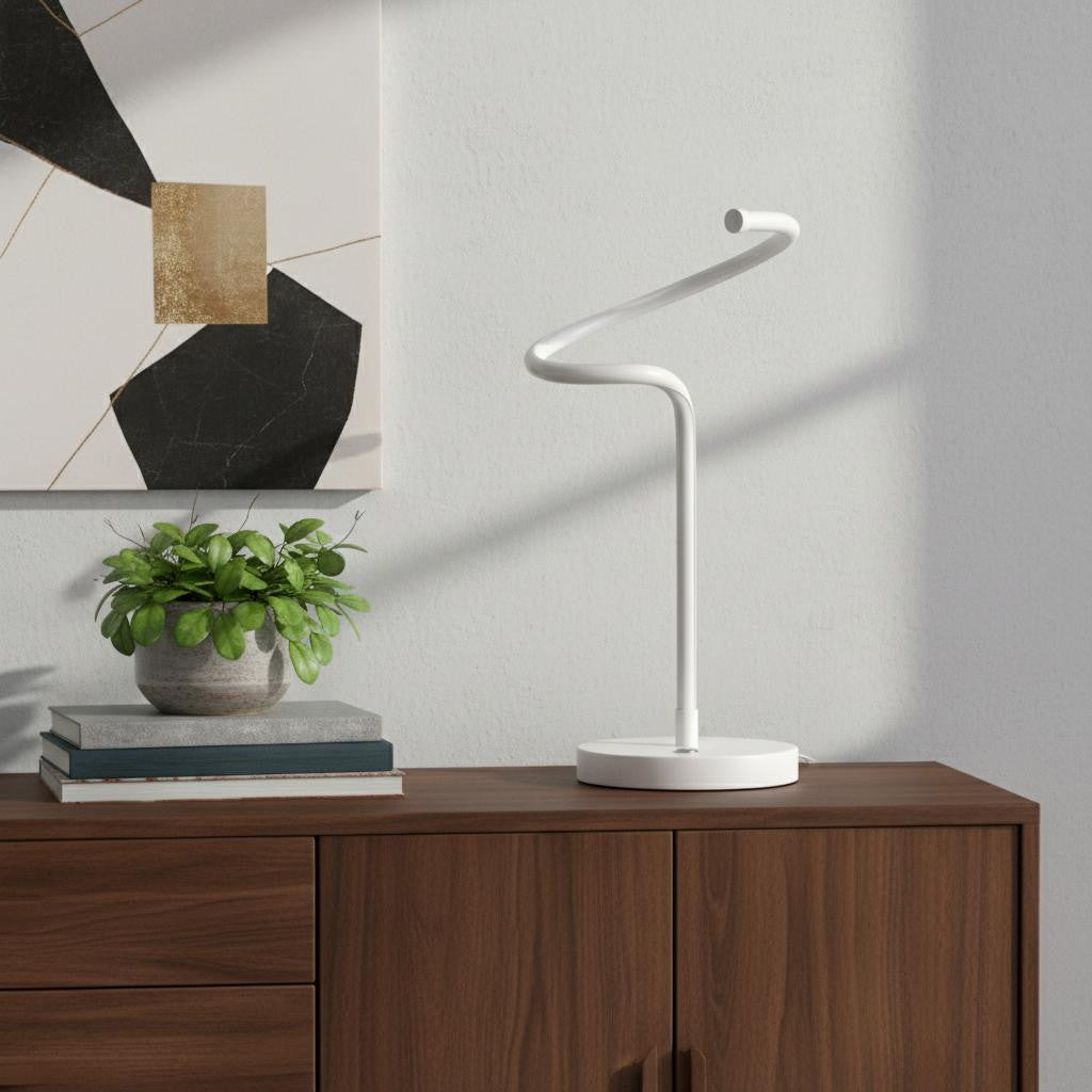 White Curvy Spiral Table Lamp