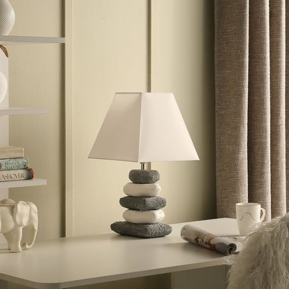 Gray Bedside Table Lamp w/ Off Shade