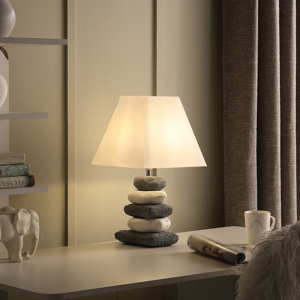 Gray Bedside Table Lamp w/ Off Shade