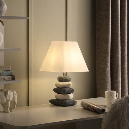 Gray Bedside Table Lamp w/ Off Shade
