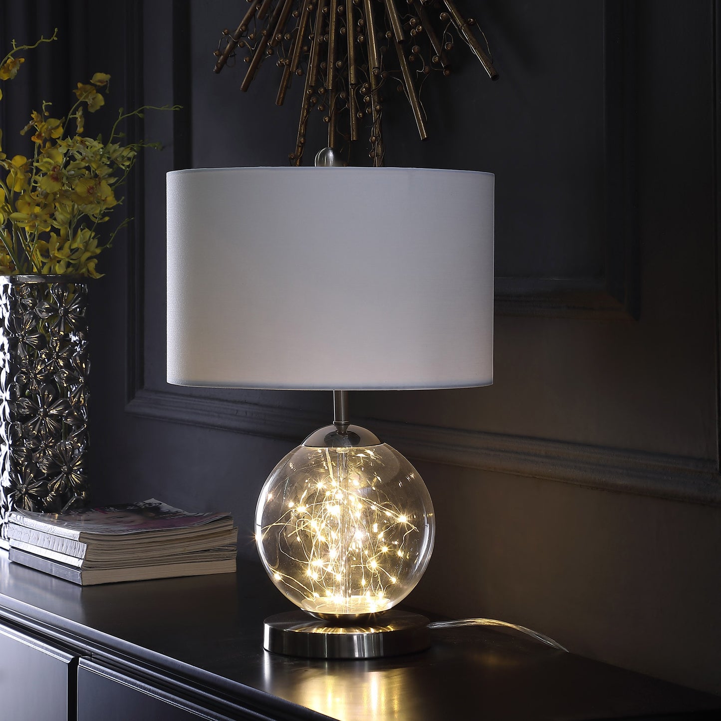 Translucent Glass Globe Table Lamp w/ Shade