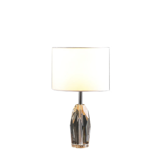 Chrome & Faceted Crystal Urn Table Lamp w/ Shade