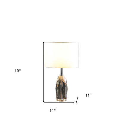 Chrome & Faceted Crystal Urn Table Lamp w/ Shade