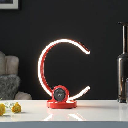 Red Contempo C Shape w/ Desk or Table Lamp