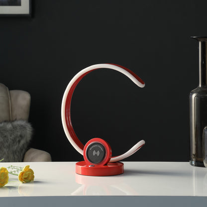 Red Contempo C Shape w/ Desk or Table Lamp