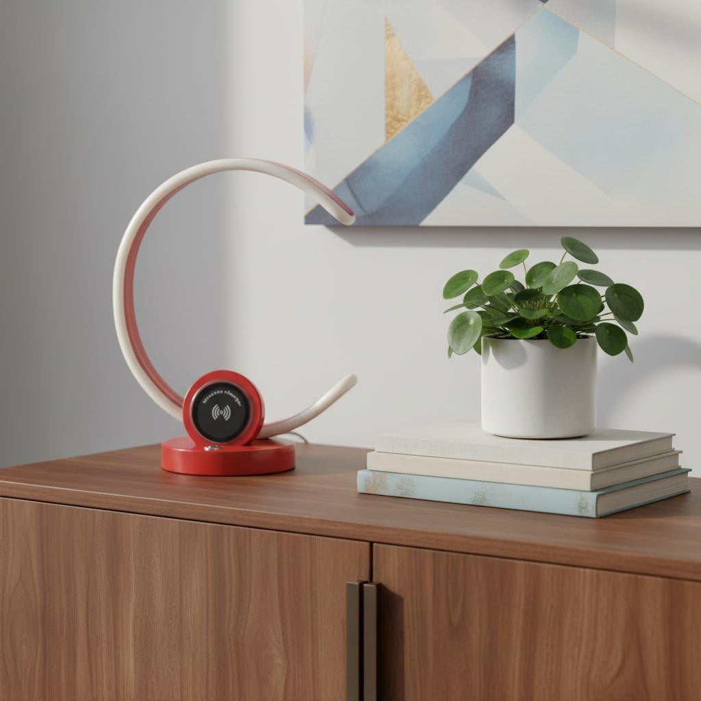 Red Contempo C Shape w/ Desk or Table Lamp