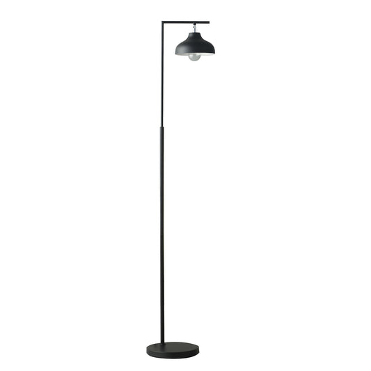 Black Arc Floor Lamp w/ Black Bowl Shade