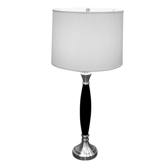 Black Solid Wood Bedside Table Lamp w/ Shade
