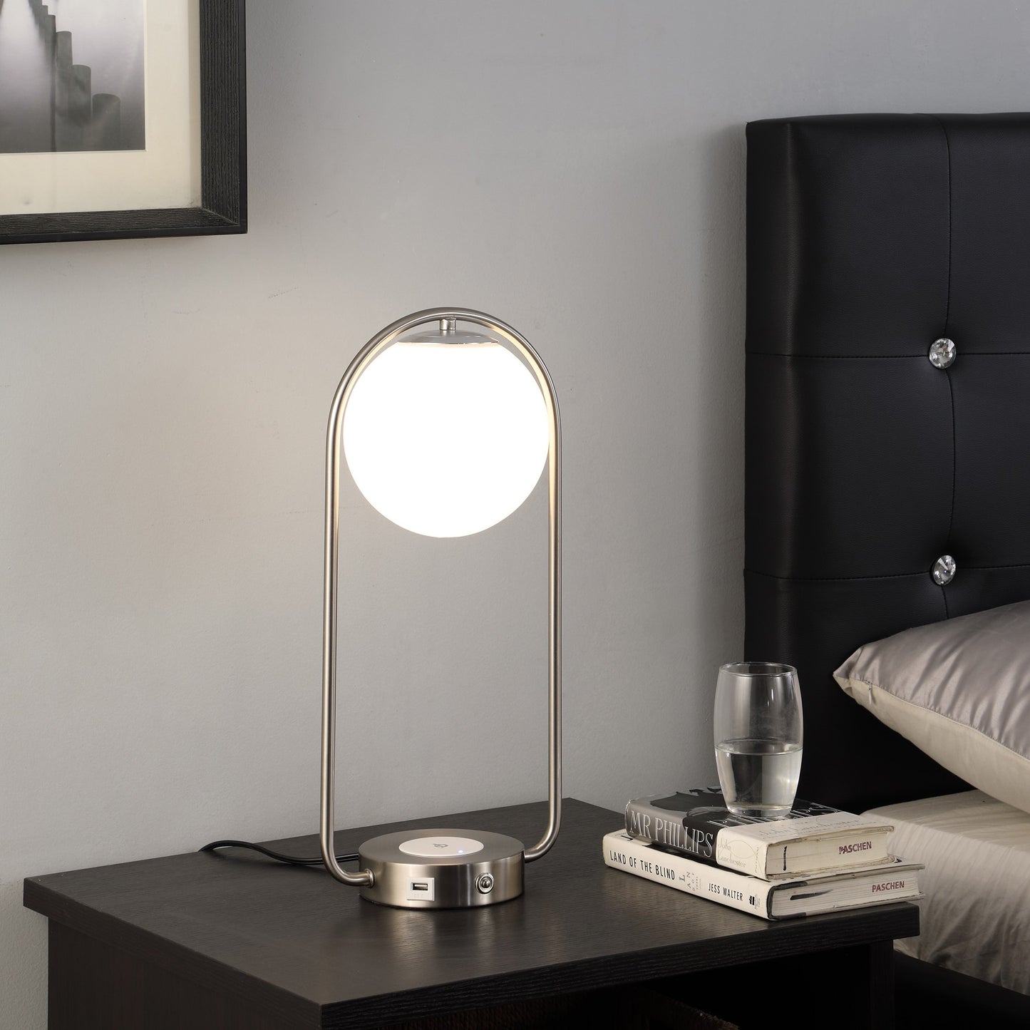 Silver Clip Globe Table Lamp
