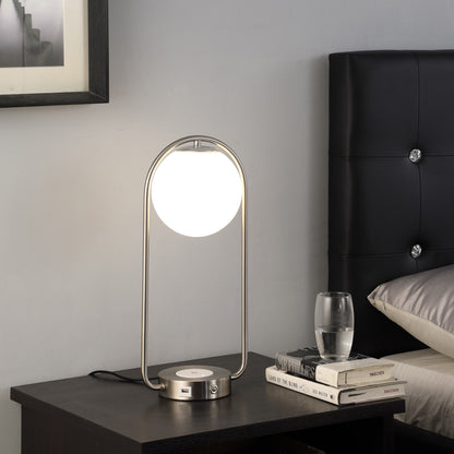 Silver Clip Globe Table Lamp