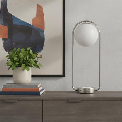 Silver Clip Globe Table Lamp
