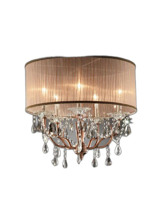 Silver & Pink Faux Crystal Hanging Chandelier Lamp