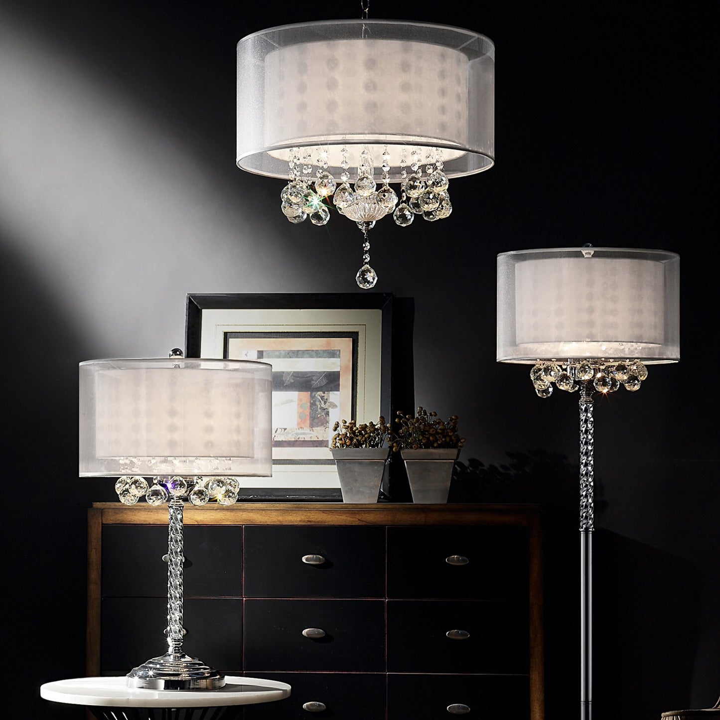 Chic Silver Ceiling Lamp & Silver Shade