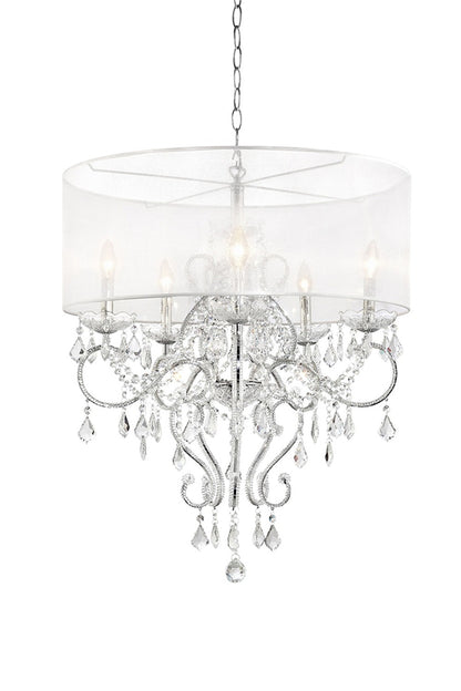 Glam Silver Faux Crystal Hanging Celing Lamp