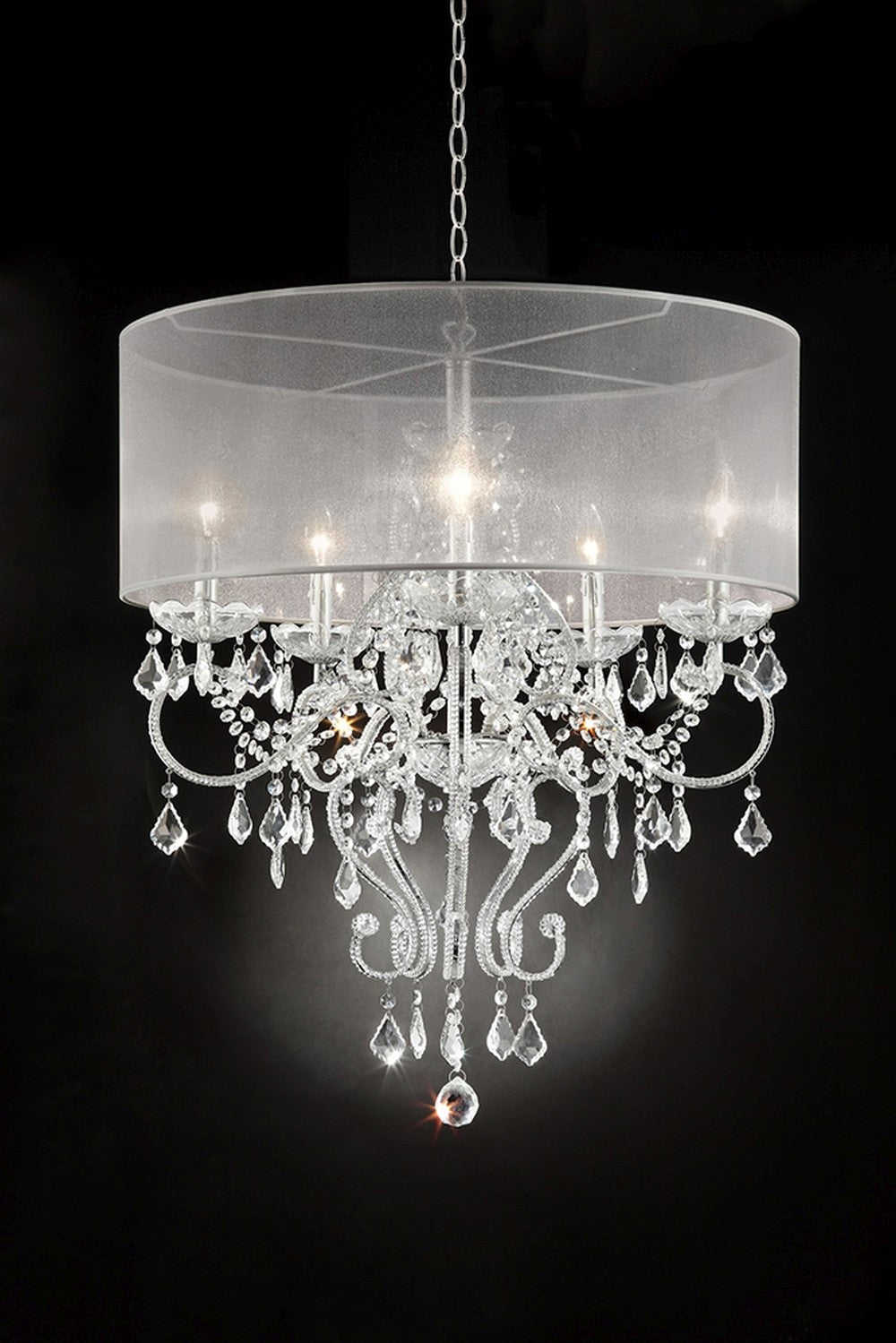 Glam Silver Faux Crystal Hanging Celing Lamp