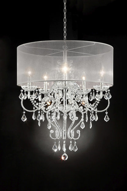 Glam Silver Faux Crystal Hanging Celing Lamp