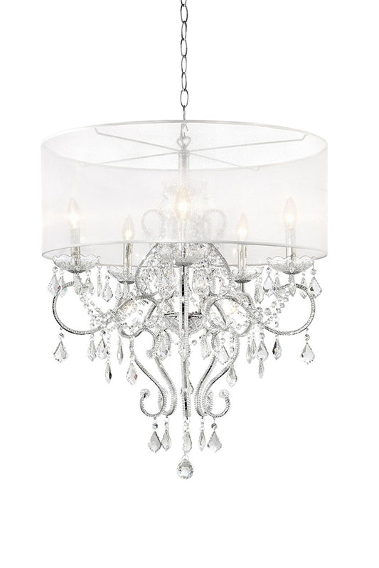 Glam Silver Faux Crystal Hanging Celing Lamp