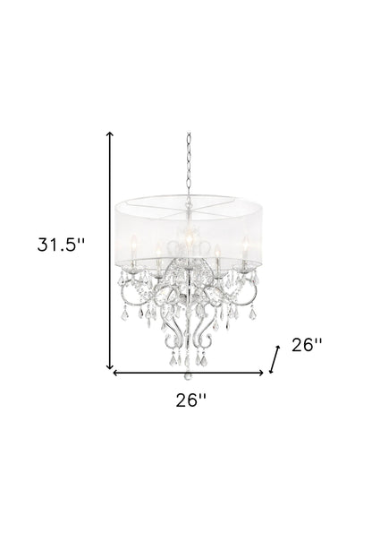 Glam Silver Faux Crystal Hanging Celing Lamp