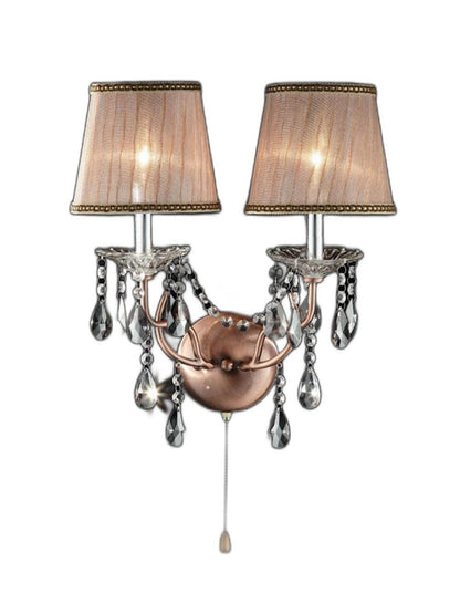 Silver & Pink Faux Crystal Dual Light Hanging Wall Sconce