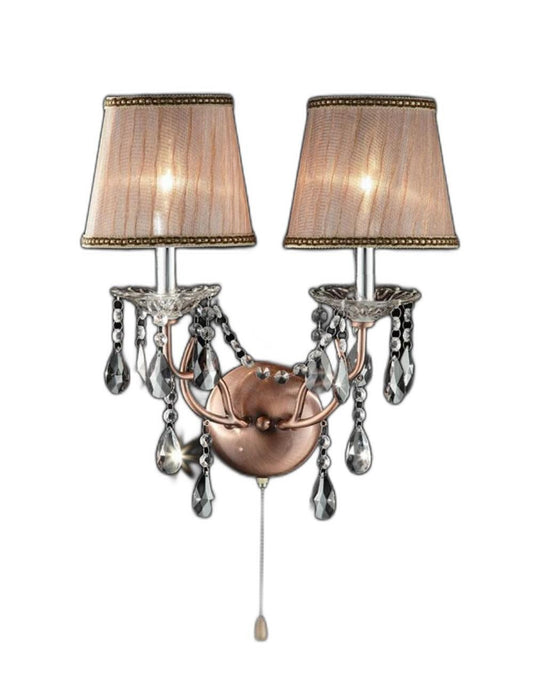 Silver & Pink Faux Crystal Dual Light Hanging Wall Sconce