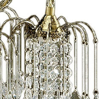 2 Tier Crystal & Brass Hanging Chandelier Light