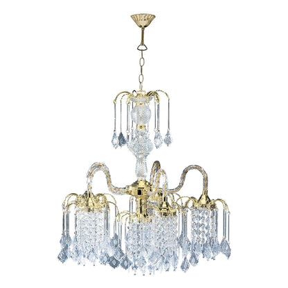 2 Tier Crystal & Gold Hanging Chandelier Light