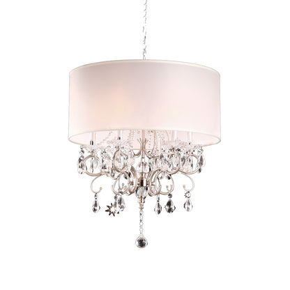Glam Silver Crystals & Shade Chandelier