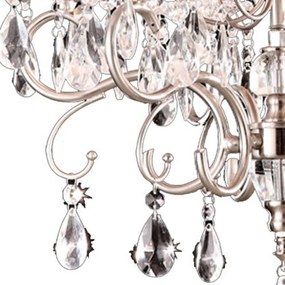 Glam Silver Crystals & Shade Chandelier