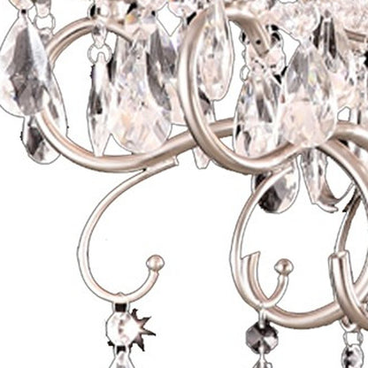 Glam Silver Crystals & Shade Chandelier