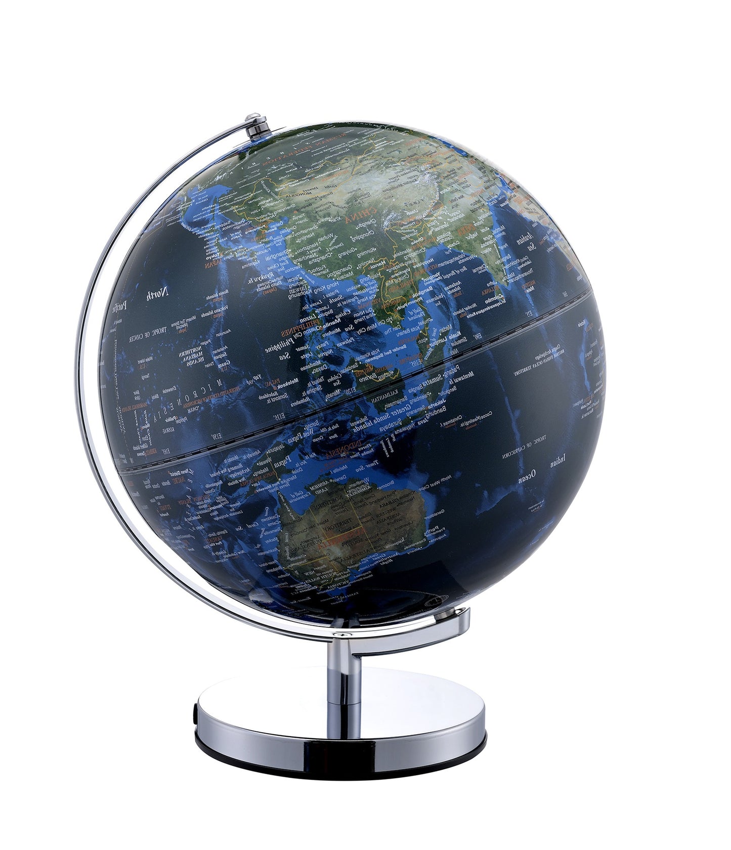 Chrome Polyresin Globe With LED