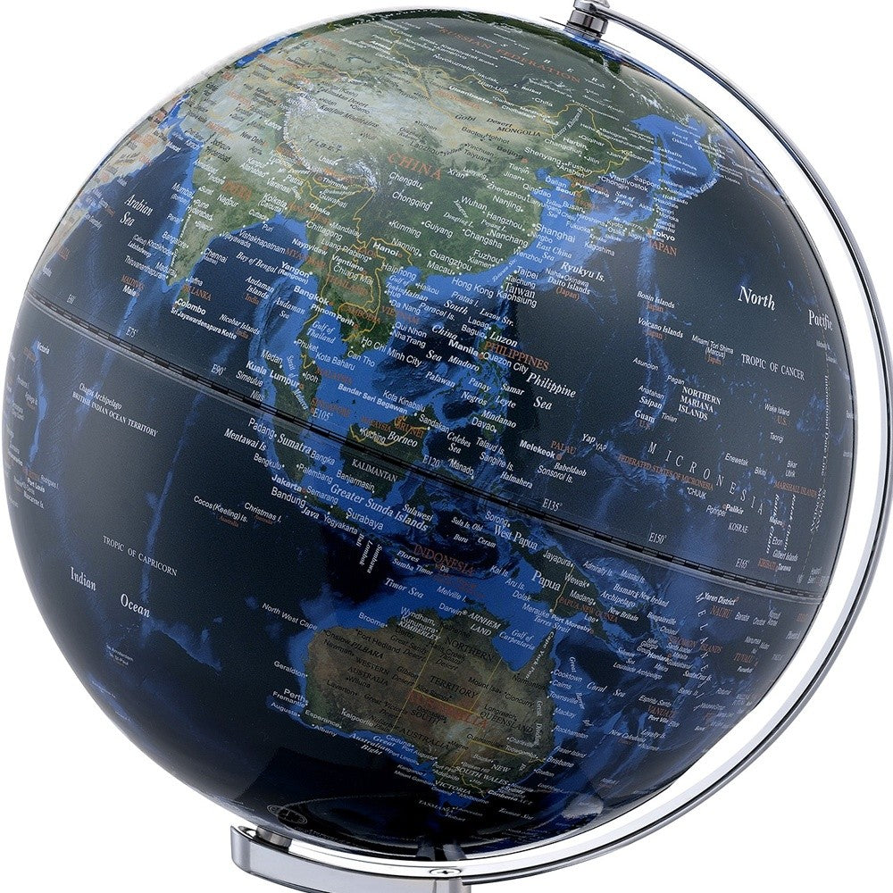 Chrome Polyresin Globe With LED