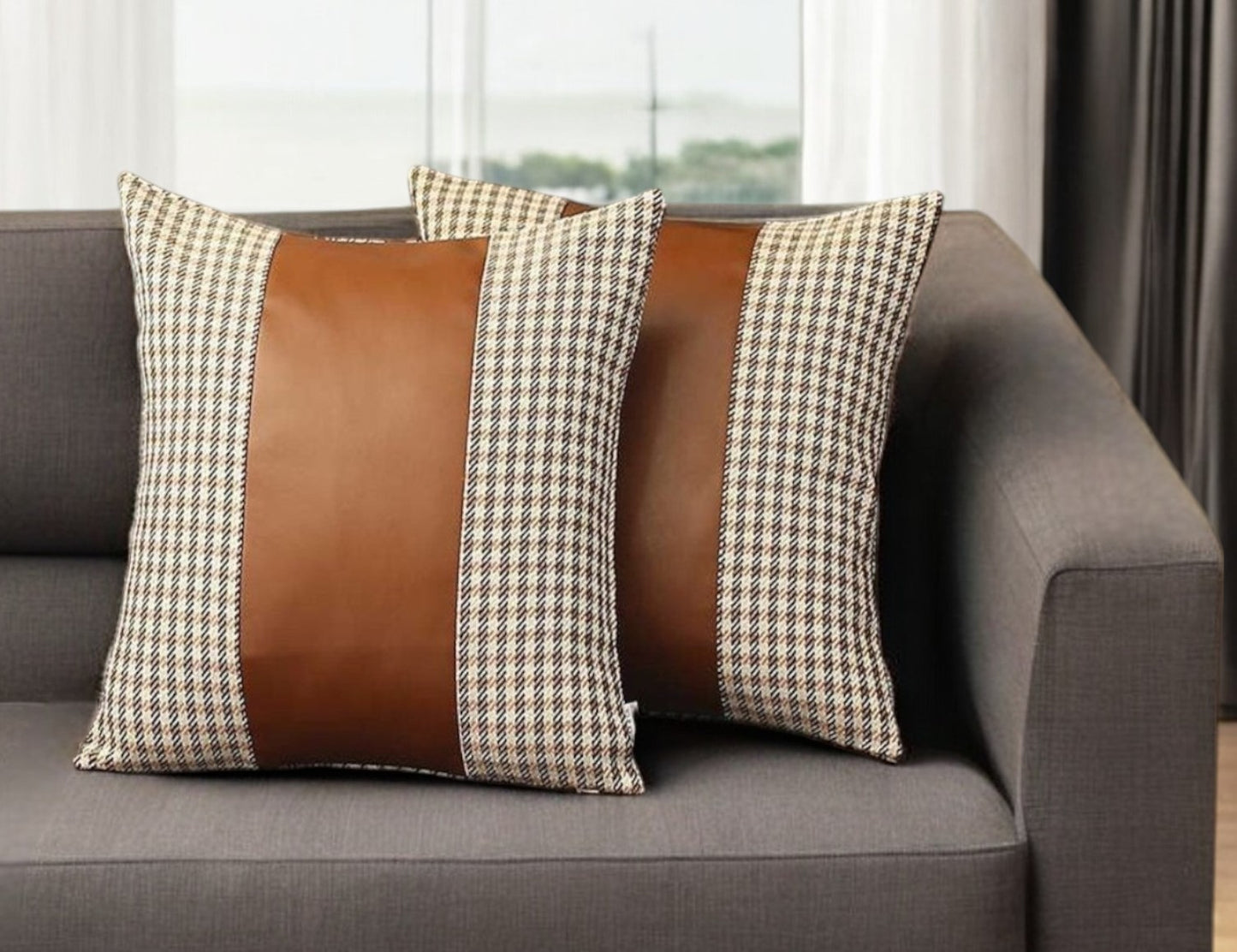 Brown Houndstooth Handmade Pillow