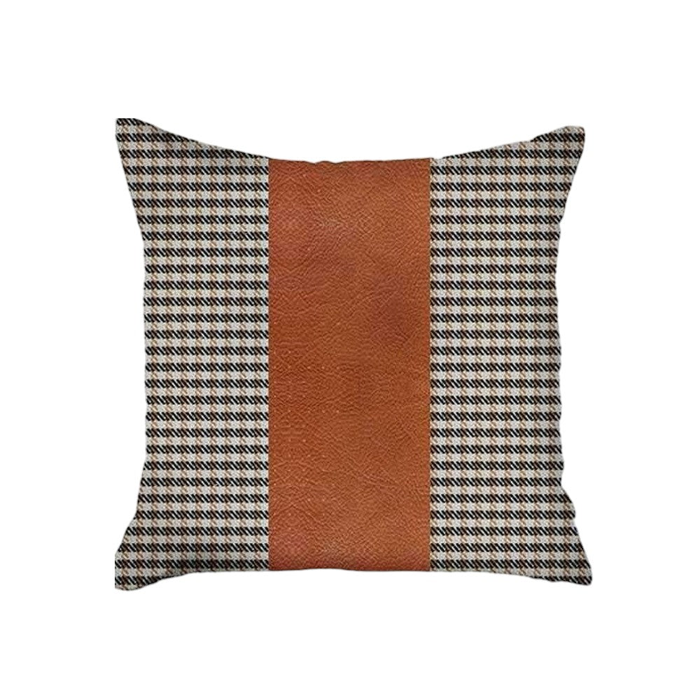 Brown Houndstooth Handmade Pillow