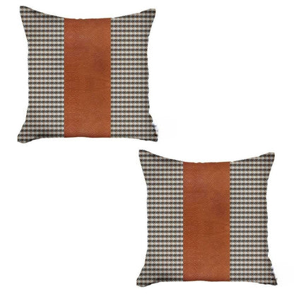Brown Houndstooth Handmade Pillow