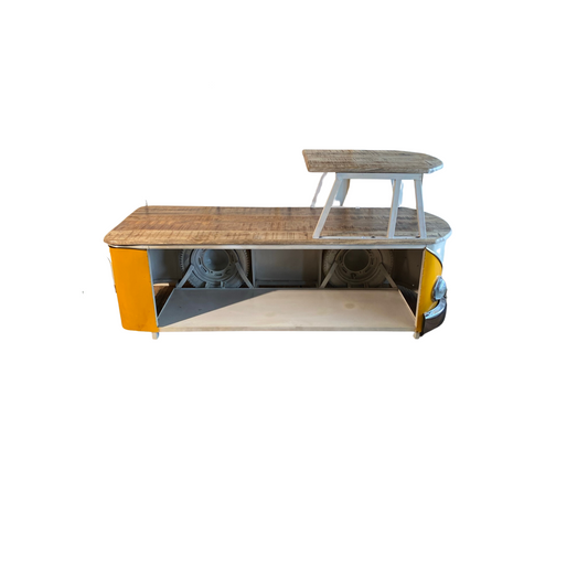 Rustic Natural & Yellow Peace Van Coffee Table