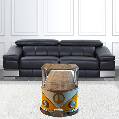 Rustic Natural & Yellow Peace Van Coffee Table